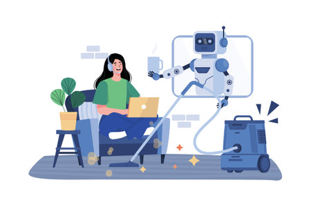 AI virtual assistants assist with daily tasks.のイラスト素材