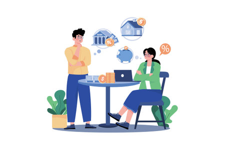 Man is thinking of investing his moneyのイラスト素材