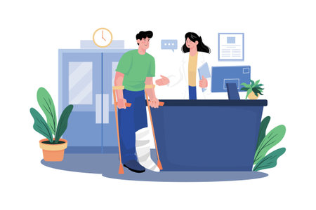 Hospital Reception Desk Illustration concept on white backgroundのイラスト素材