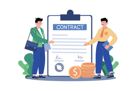 Man partners signed a contract Illustration concept on white backgroundのイラスト素材