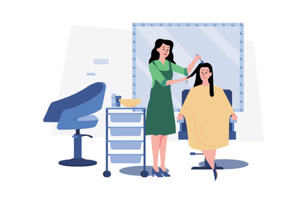 Woman Getting Her Hair Dyed By Hairstylist At Beauty Salon.のイラスト素材