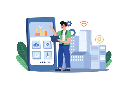 Smart City Illustration concept on white backgroundのイラスト素材