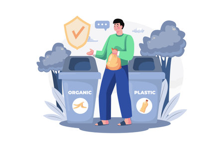 Throw Trash Into The Right Binのイラスト素材