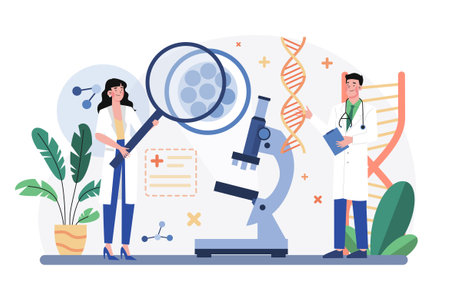 Medical Research Illustration concept on white backgroundのイラスト素材