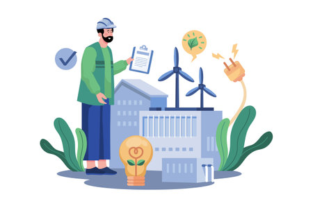 Industrial Plants Using Wind Powerのイラスト素材