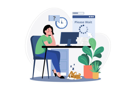 Poor Internet Connection Illustration concept. A flat illustration isolated on white backgroundのイラスト素材