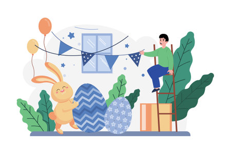 Easter Illustration concept. Flat illustration isolated on white backgroundのイラスト素材