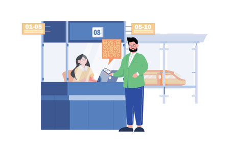 Man Doing Payment With Qr Scannerのイラスト素材