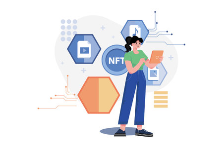 Non-fungible Token Illustration concept on white background