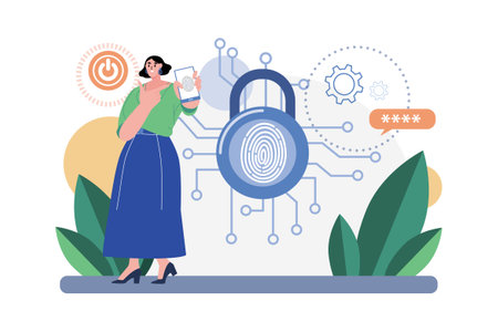 Biometric Security Illustration concept. A flat illustration isolated on white backgroundのイラスト素材
