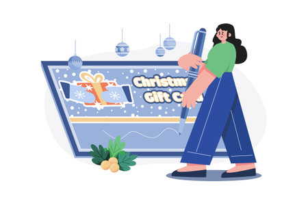 Merry Christmas Illustration concept on white backgroundのイラスト素材