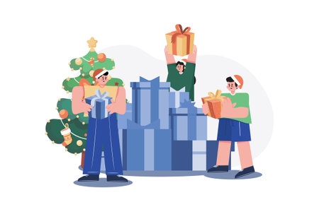 Merry Christmas Illustration concept on white backgroundのイラスト素材