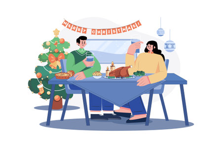 Merry Christmas Illustration concept on white backgroundのイラスト素材