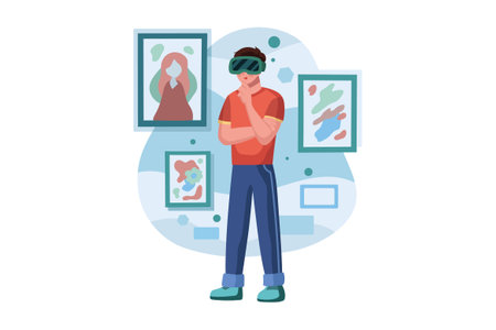 Virtual Reality Illustration concept. Flat illustration isolated on white backgroundのイラスト素材