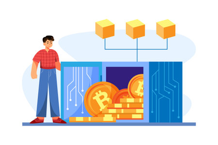 Cryptocurrency & NFT Illustration concept. Flat illustration isolated on white backgroundのイラスト素材