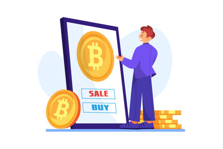 Cryptocurrency & NFT Illustration concept. Flat illustration isolated on white backgroundのイラスト素材