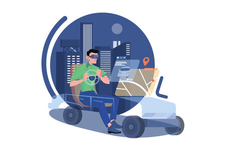 Man experiencing metaverse worldのイラスト素材