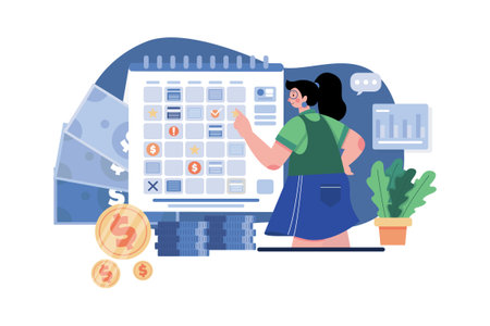 Finance Planning Illustration concept. A flat illustration isolated on white backgroundのイラスト素材
