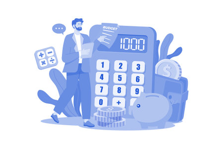 Man Calculating Project Budgetのイラスト素材