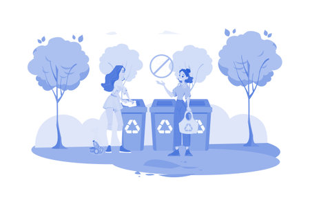 Trash Management Illustration concept on white backgroundのイラスト素材
