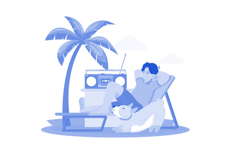 Pet Owner With Pet Outdoorのイラスト素材