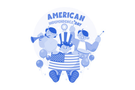 American Independence Day Illustration concept on white backgroundのイラスト素材