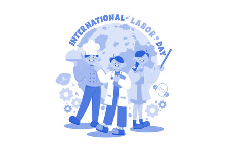International Labor Day Illustration concept on white backgroundのイラスト素材