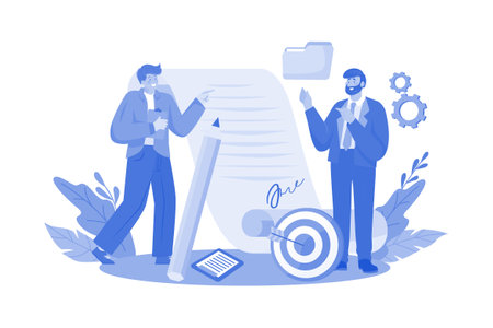 Business Owner Negotiates Contract With Supplierのイラスト素材