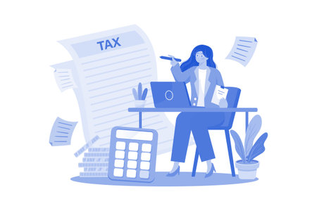 Accountant Prepares Tax Returns For Small Businessのイラスト素材