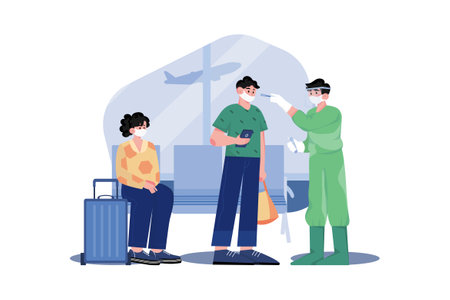 Testing For Covid at Airportのイラスト素材