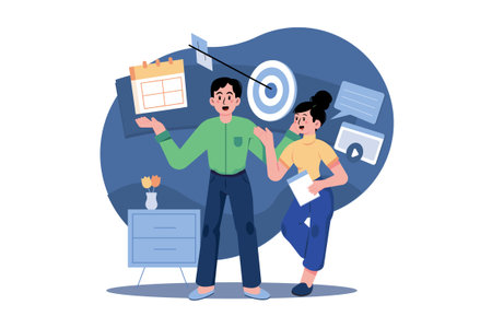 Business Team Working On Marketing Goalsのイラスト素材