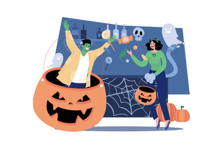 Happy Halloween Illustration concept on white backgroundのイラスト素材