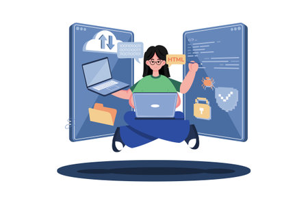 IT professionals fix technical problems.のイラスト素材