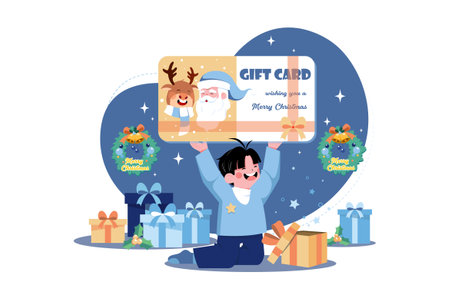Christmas Gift Card Illustration concept on white backgroundのイラスト素材