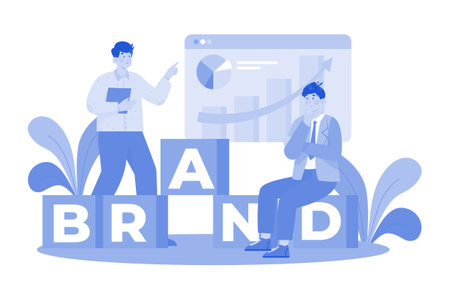 Brand strategist integrating SEO into branding strategy.のイラスト素材