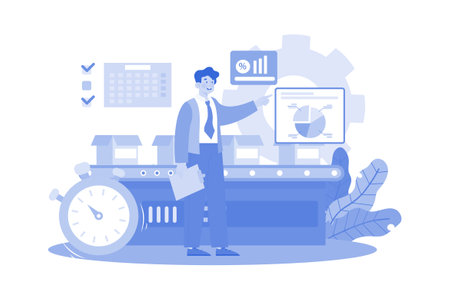 Operations manager overseeing productivity and efficiency.のイラスト素材