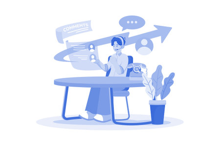 Marketing manager uses feedback for targeted ads.のイラスト素材