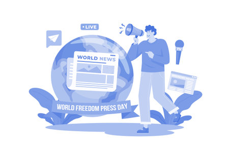 World Freedom Press Day Illustration concept on white backgroundのイラスト素材