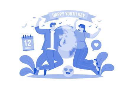 Happy Youth Day Illustration concept on white backgroundのイラスト素材