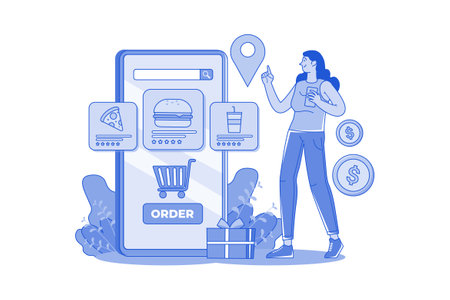 Order Online Illustration concept. A flat illustration isolated on white backgroundのイラスト素材