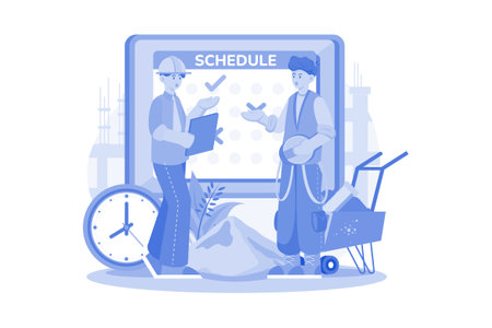 Group Of Workers Dealing With The Schedule Of Daysのイラスト素材