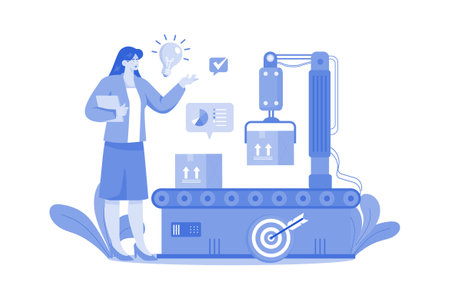 Factory Production Illustration concept on white backgroundのイラスト素材