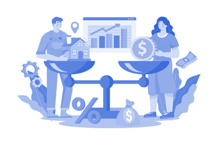 Home buyers meet and negotiate with real estate agents about renting.のイラスト素材