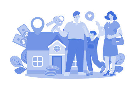 Family relocating in new apartmentのイラスト素材