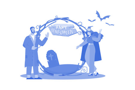 Halloween Cosplay Illustration concept on white backgroundのイラスト素材