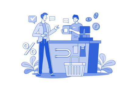 The Man Received The Bag From The Cashierのイラスト素材