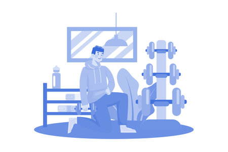 Man Training With Weightliftingのイラスト素材