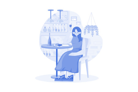 Female Sit On Armchair Holding Wineglass In Handのイラスト素材