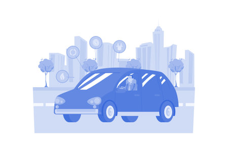 Man Riding Electronic Vehicle And Giving A Reviewのイラスト素材