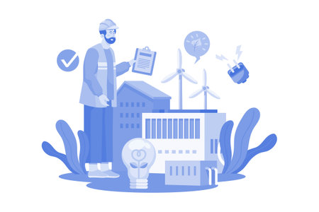 Industrial Plants Using Wind Powerのイラスト素材